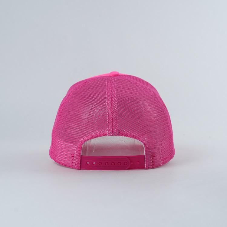 Neon Pink Foam Trucker Hat with Black 3D Letter Embroidery