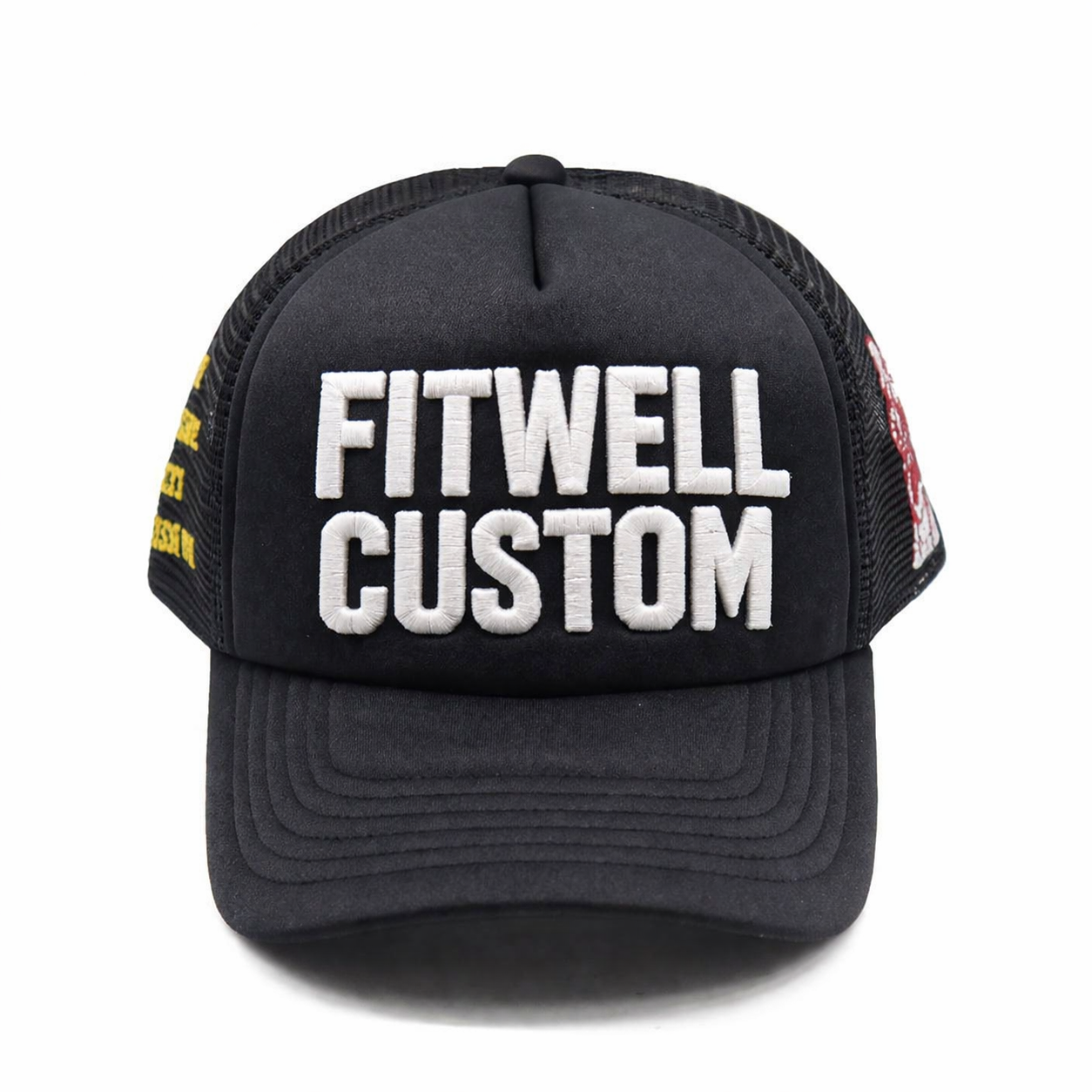 Black Foam Trucker Cap with Bold 3D Embroidered Slogan Logo