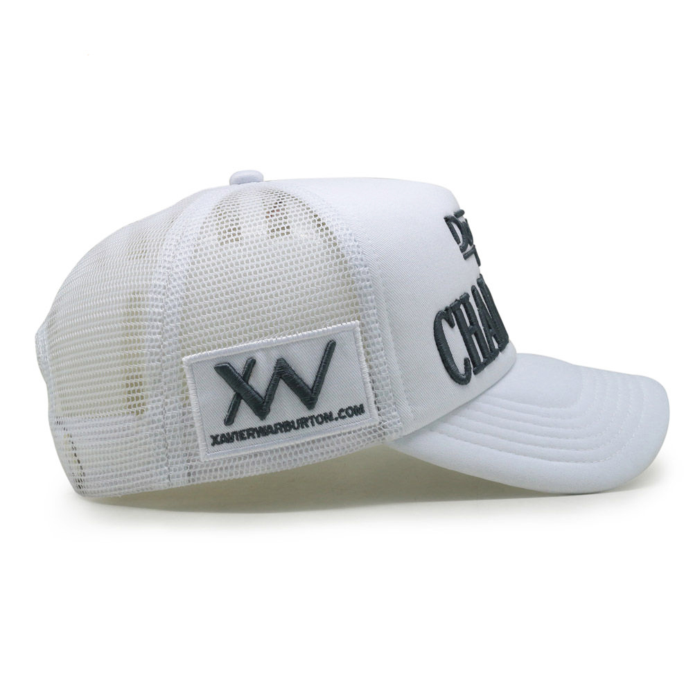 White Champagne Slogan 3D Embroidered Foam Trucker Hat