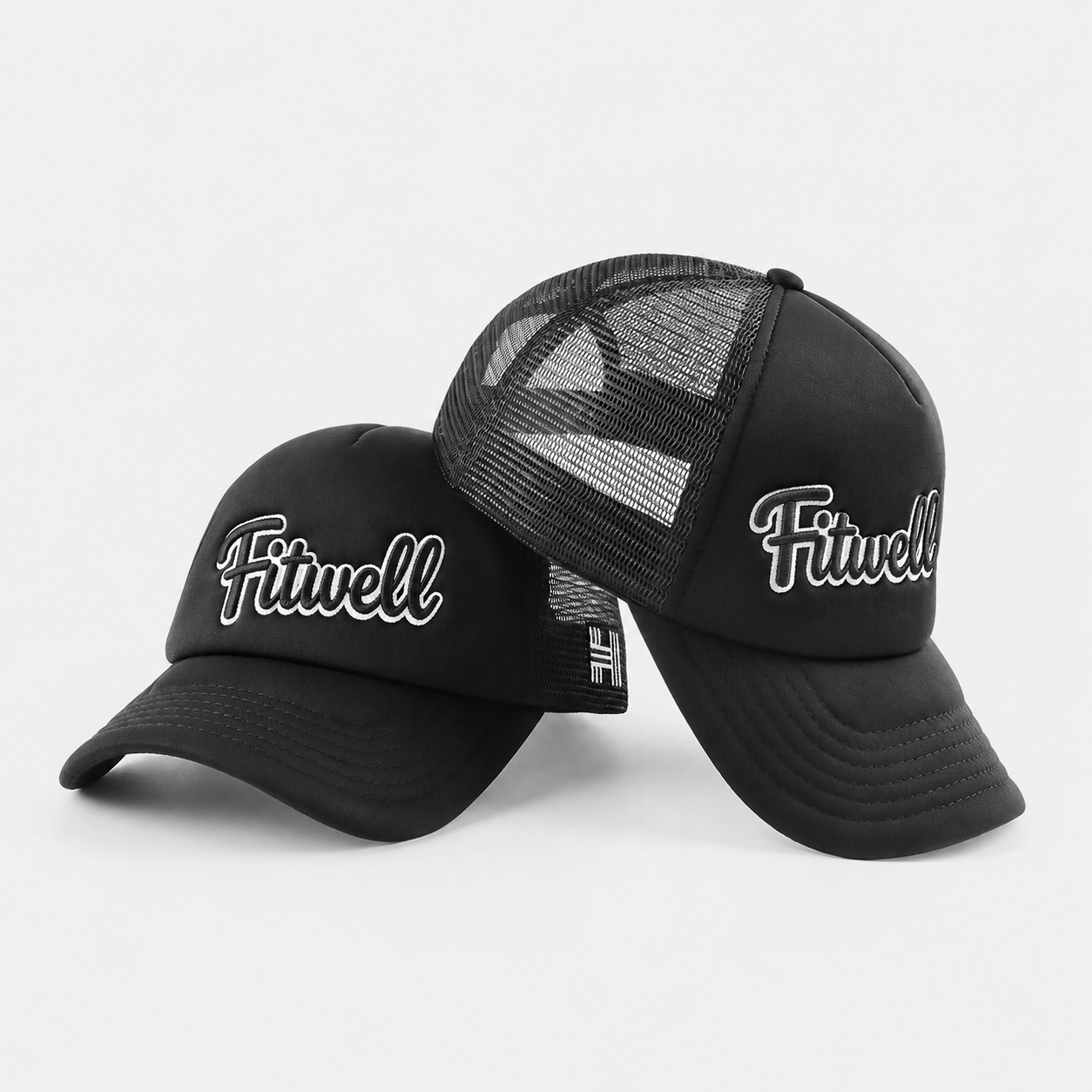 Black Script Logo Foam Mesh Trucker Cap