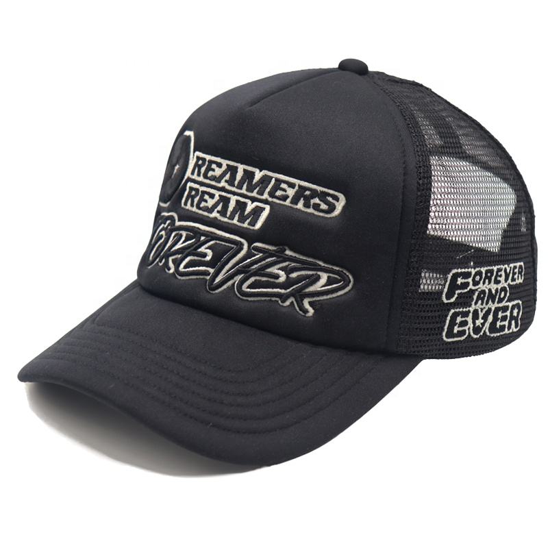 Dreamers Dream Forever 3D Embroidered Black Foam Trucker Hat