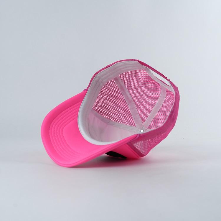 Neon Pink Foam Trucker Hat with Black 3D Letter Embroidery