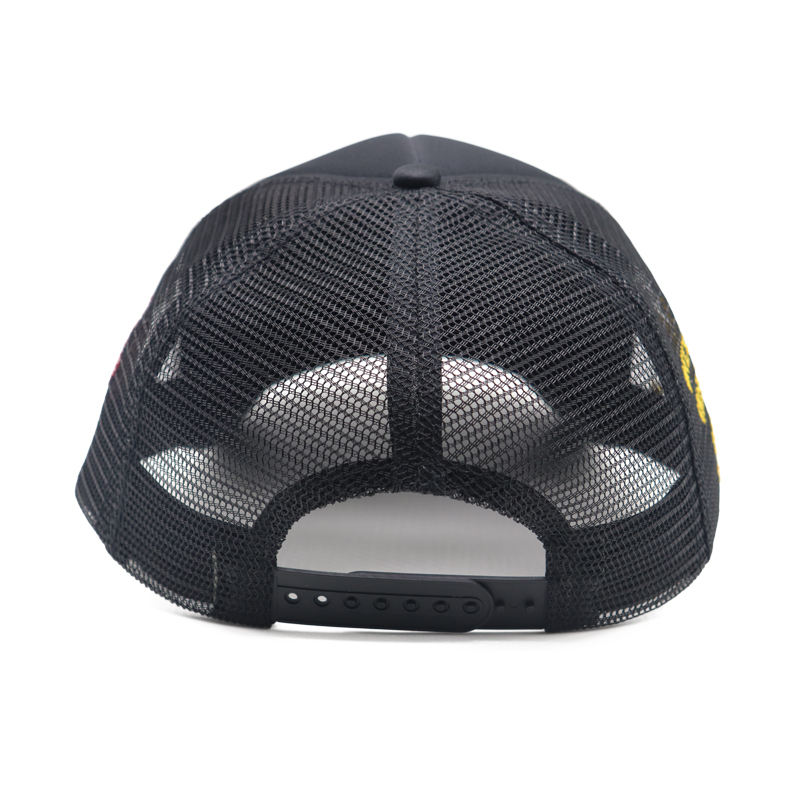 Black Foam Trucker Cap with Bold 3D Embroidered Slogan Logo
