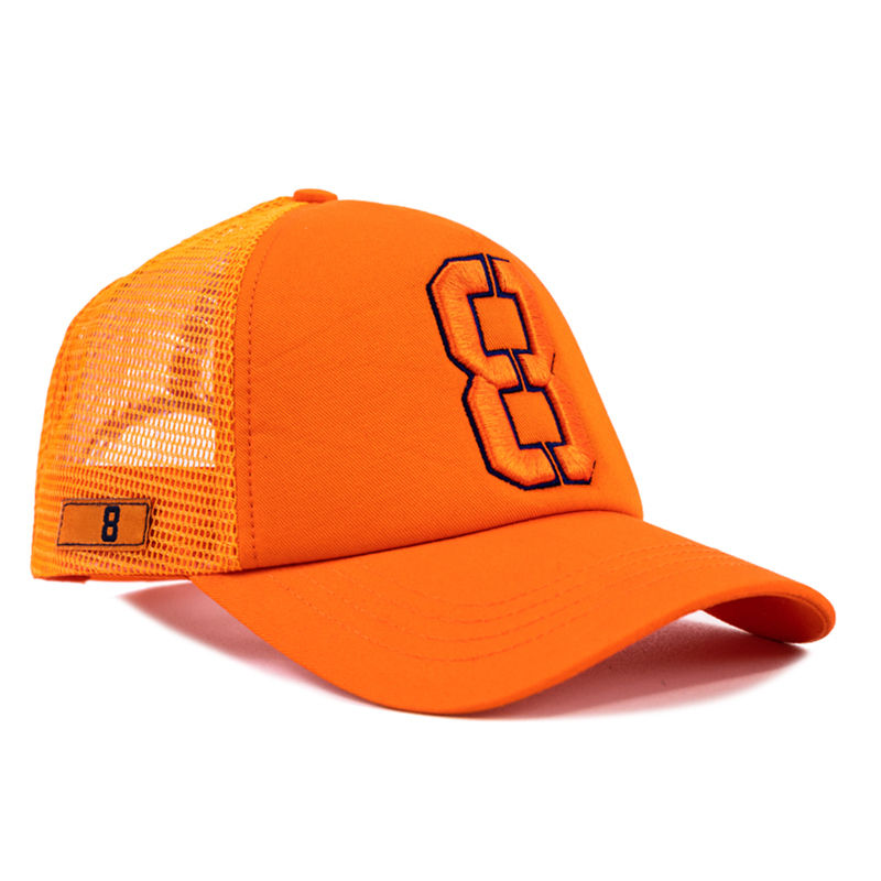 Orange 3D Number Embroidery Foam Mesh Trucker Hat