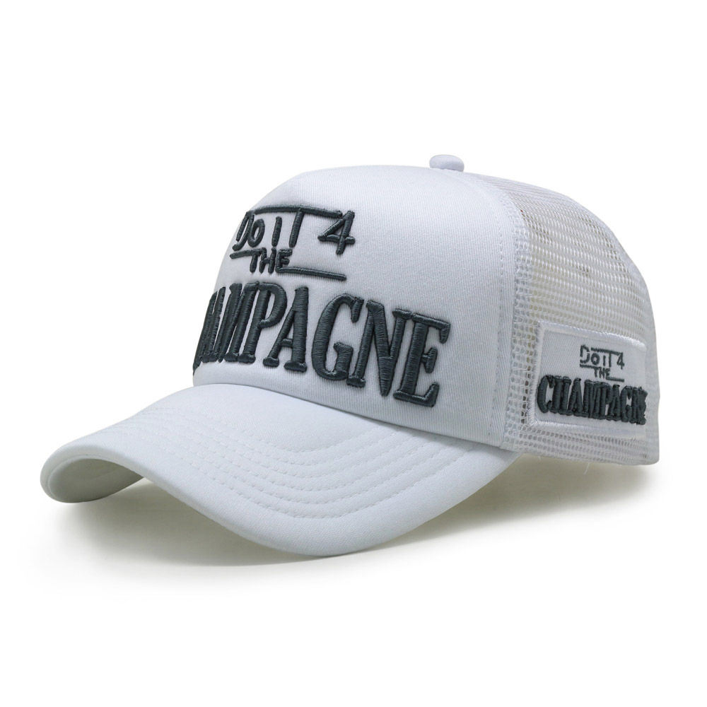 White Champagne Slogan 3D Embroidered Foam Trucker Hat