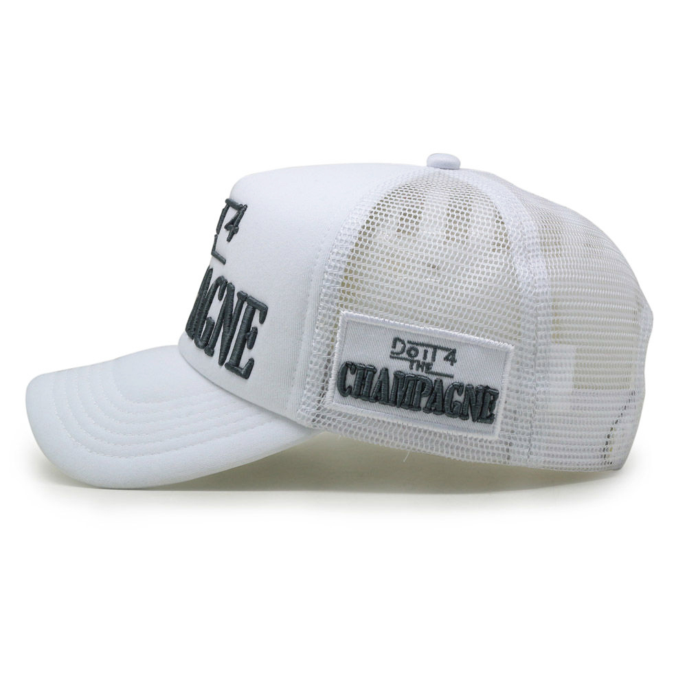 White Champagne Slogan 3D Embroidered Foam Trucker Hat