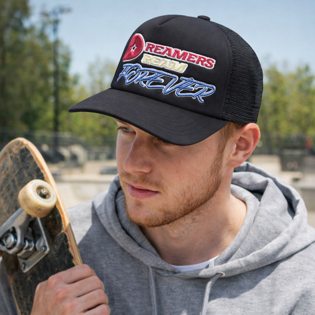 Dreamers Dream Forever 3D Embroidered Trucker Hat