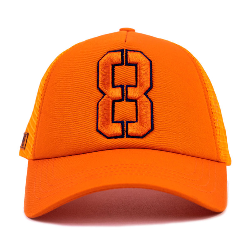 Orange 3D Number Embroidery Foam Mesh Trucker Hat