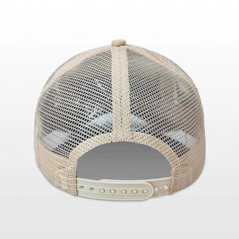 Beige Foam Front Trucker Cap with Bold 3D Embroidered Letter Logo