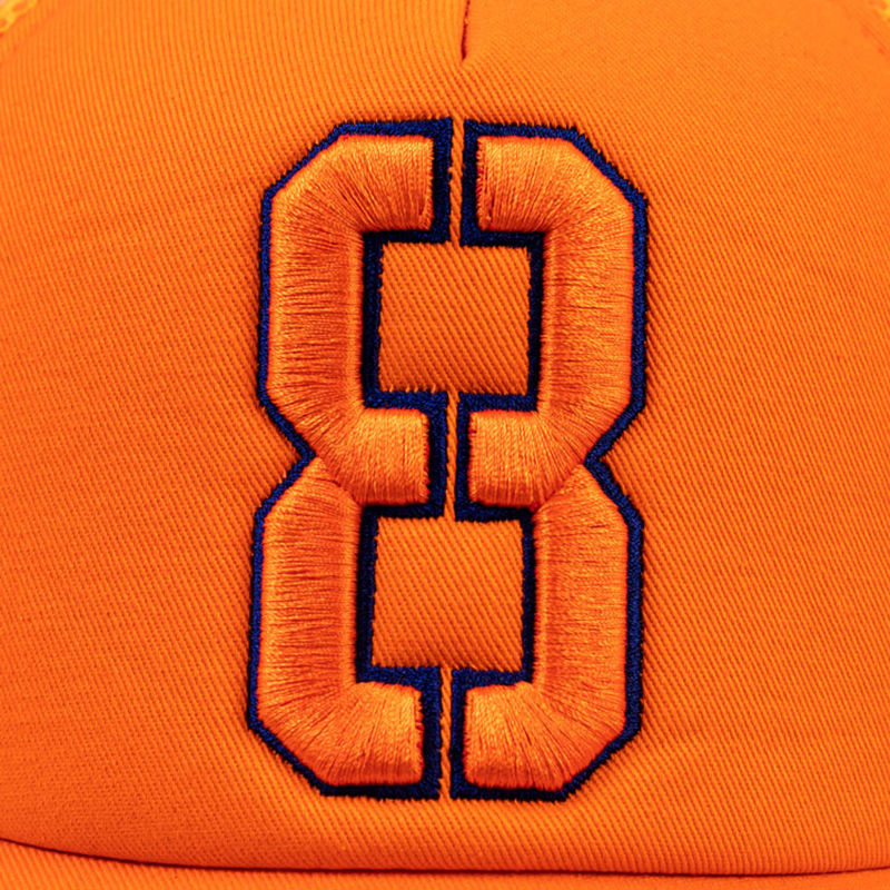 Orange 3D Number Embroidery Foam Mesh Trucker Hat
