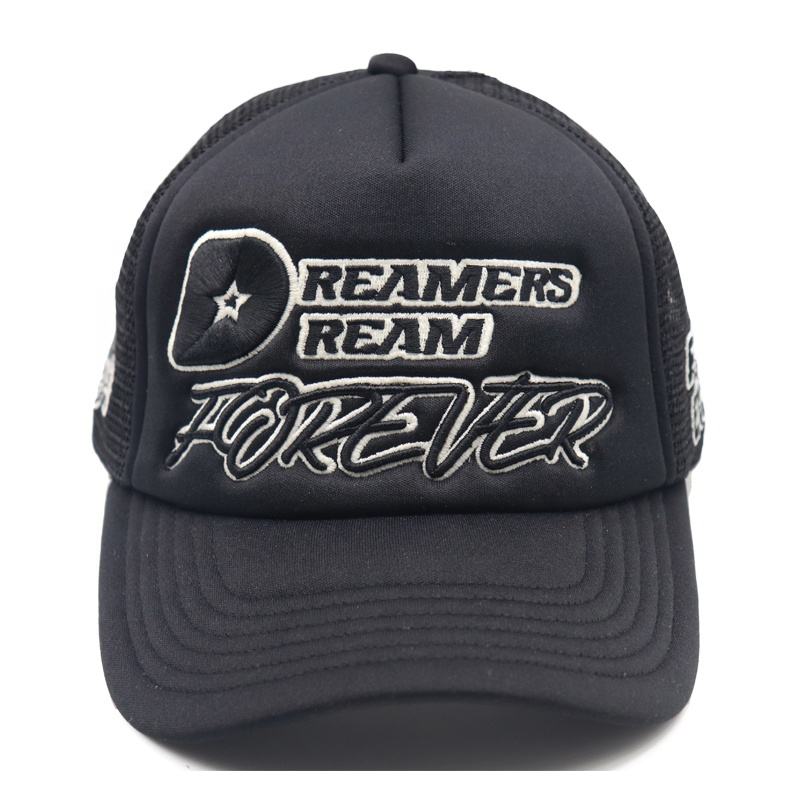Dreamers Dream Forever 3D Embroidered Black Foam Trucker Hat