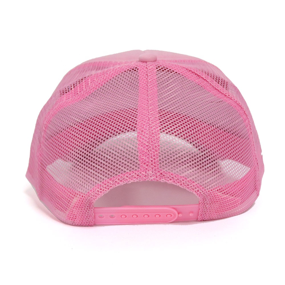 Pink Southway Foam Trucker Hat – Flat Embroidered Logo 5 Panel Mesh Cap