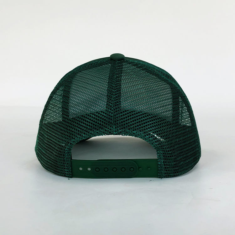 Green 5-Panel Foam Trucker Hat with Colorful Flat Embroidered Logo