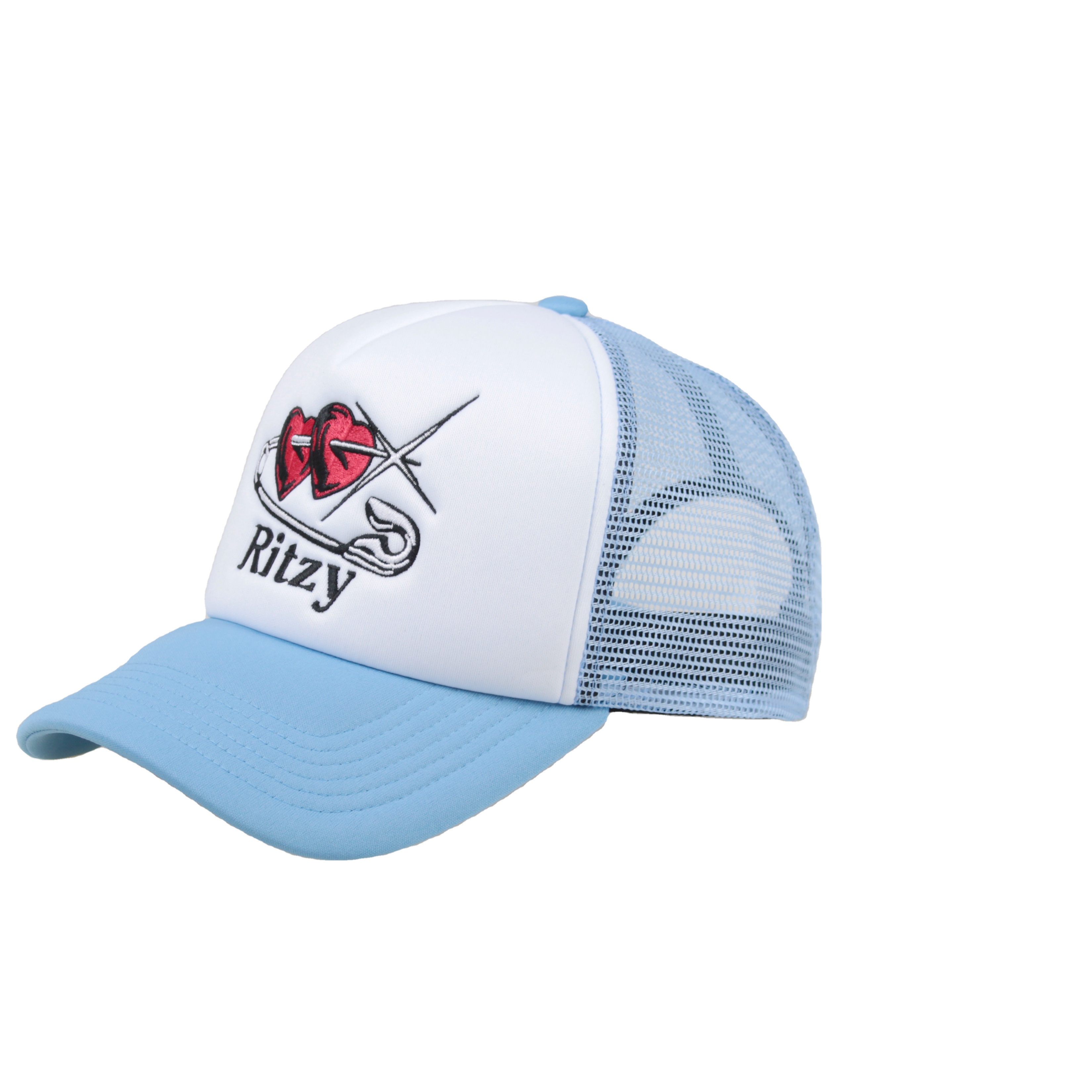 Broken Heart Safety Pin Embroidered Mesh Cap