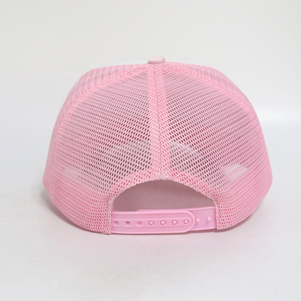 Pink and White Slogan Embroidered Mesh Trucker Cap