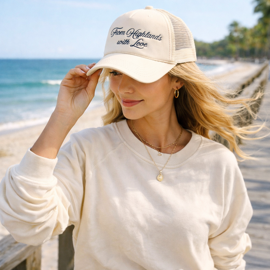 5 Panel Foam Trucker Hat with Script Embroidery Mesh Back Adjustable Snapback Cap