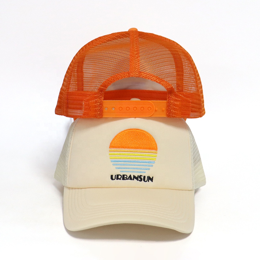 Vintage Sunset Embroidered Foam Trucker Hat with Mesh Back and Curved Brim
