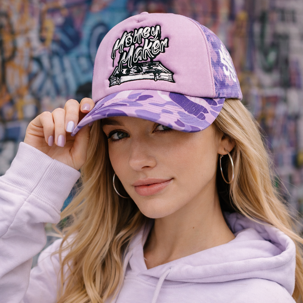 Money Maker Purple Camo Foam Trucker Hat