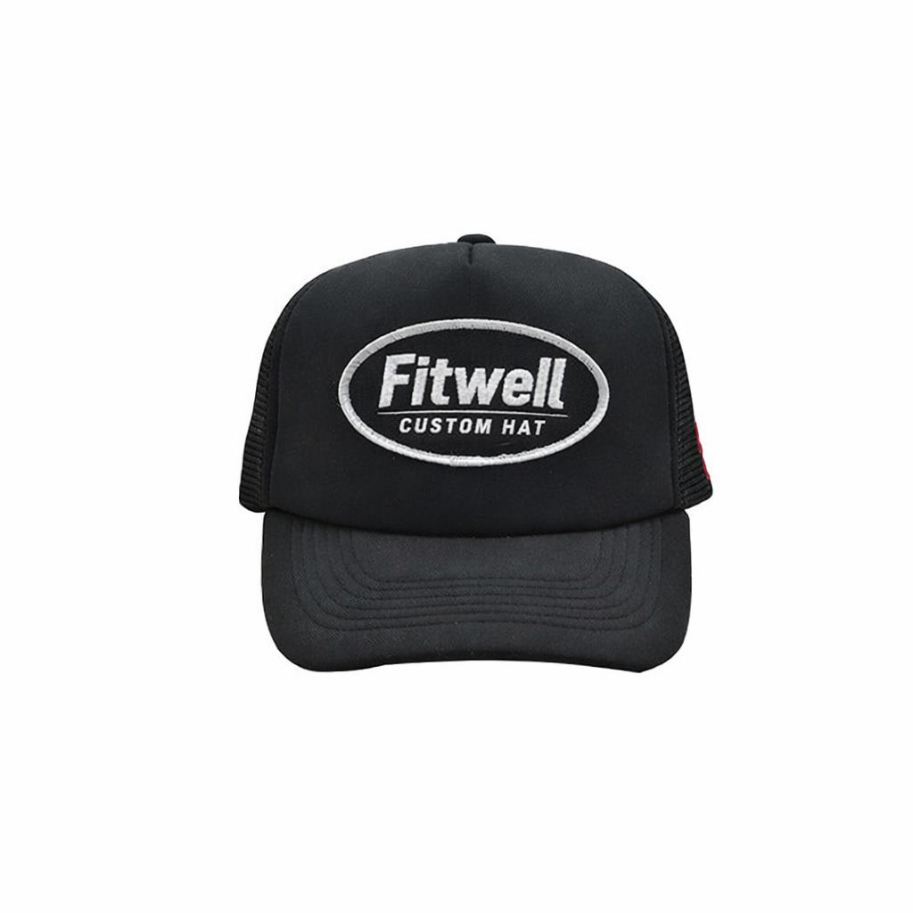 Black Mesh Back Trucker Hat with Foam Front and Embroidered Patch