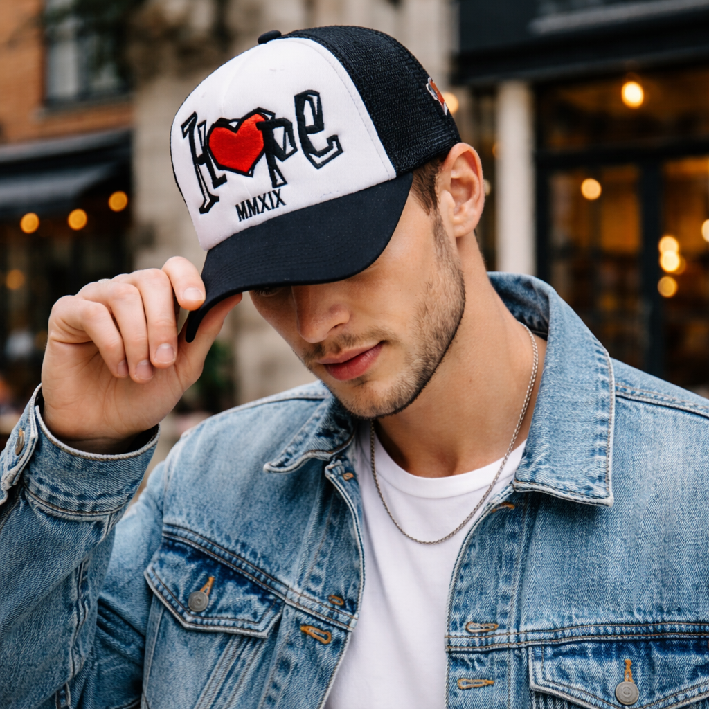 Embroidered Foam Front Mesh Trucker Hat with Flat Brim