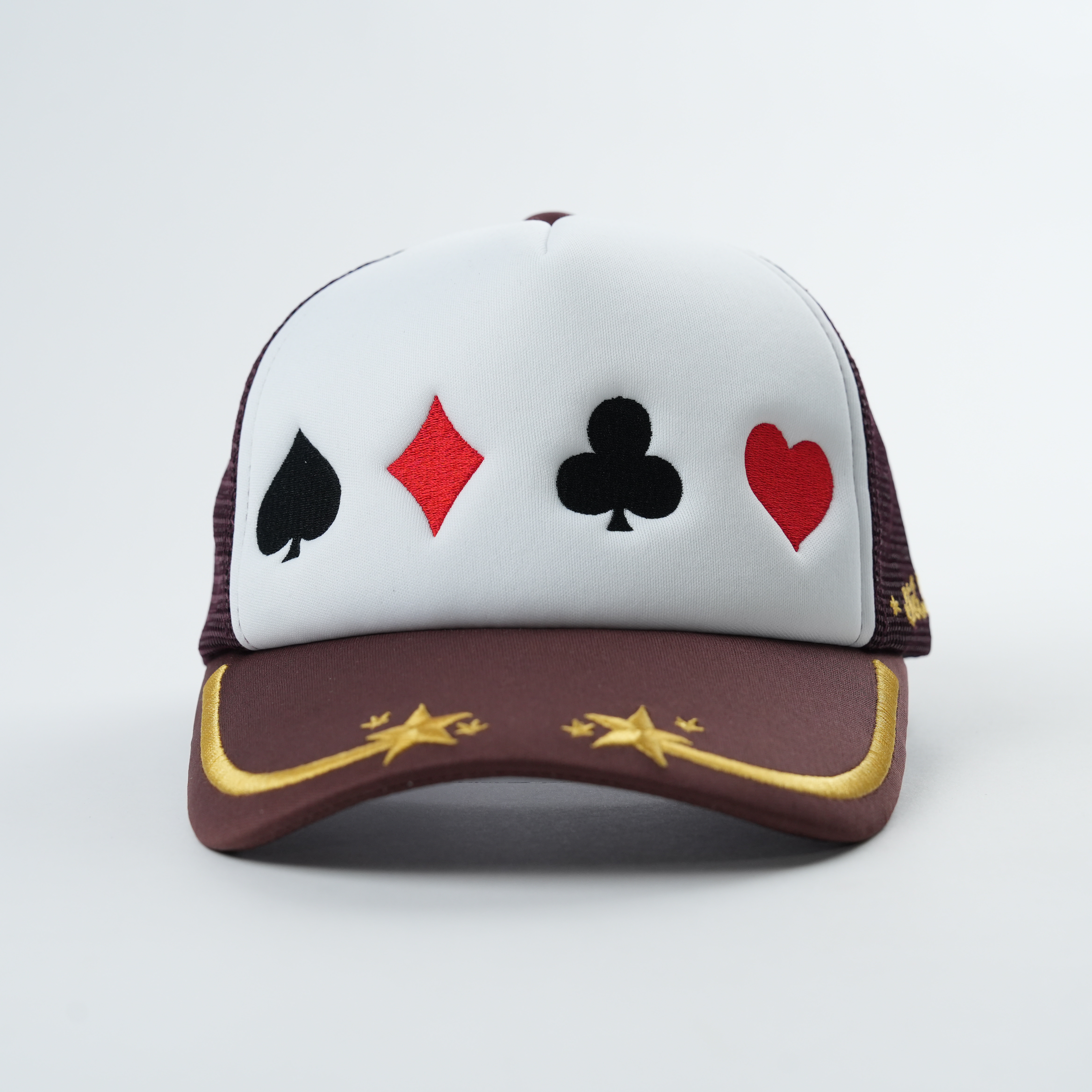 Poker Card Embroidery Foam Trucker Cap Mesh Back Adjustable Hat