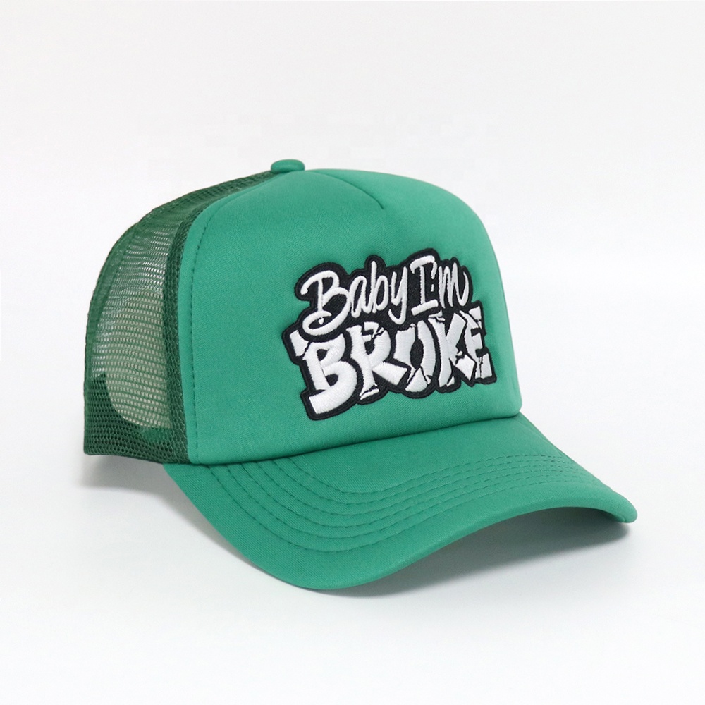 Green Foam Trucker Hat with Bold Front Patch Embroidery