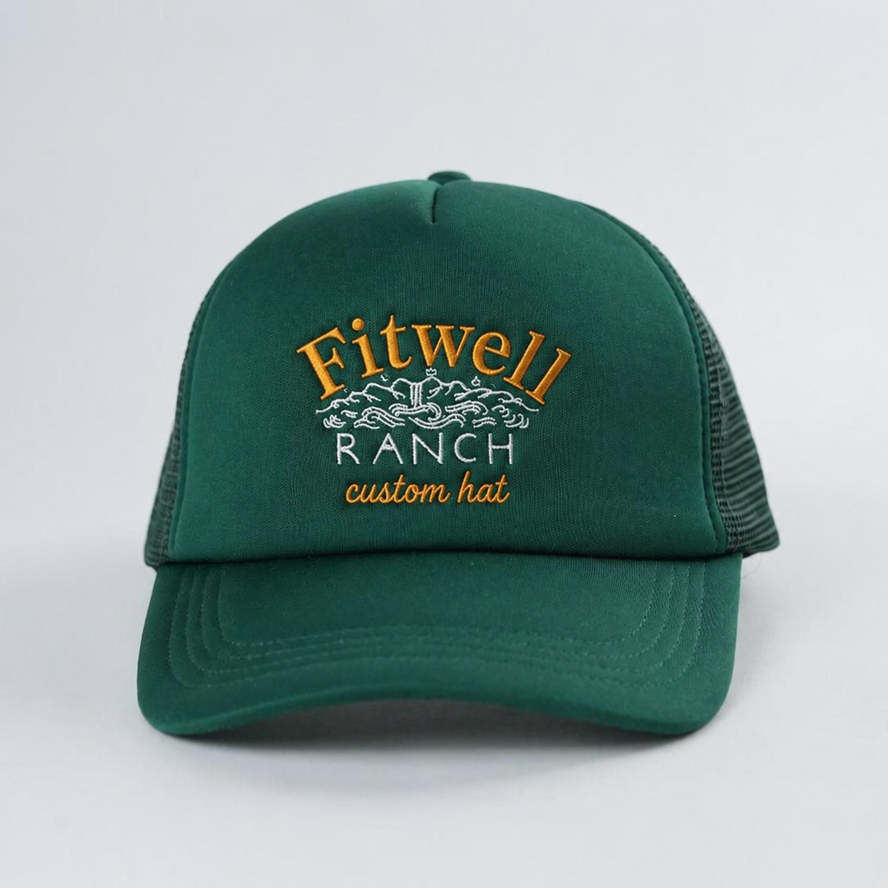 Forest Green Foam Trucker Hat with Ranch Embroidery