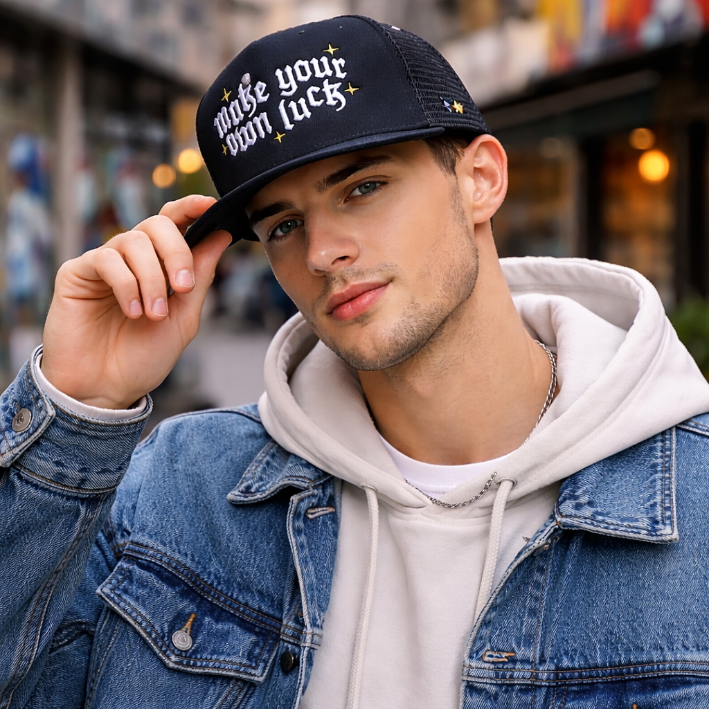 Make Your Own Luck Embroidered Foam Mesh Trucker Hat