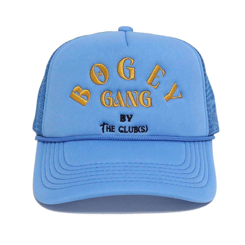 Blue BOGEY GANG Embroidered Mesh Trucker Hat with Curved Brim