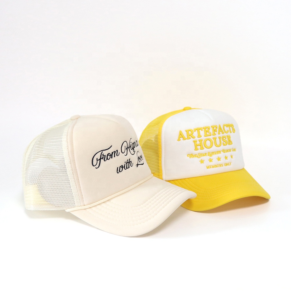 Artifacts House Embroidered Yellow Foam Trucker Cap