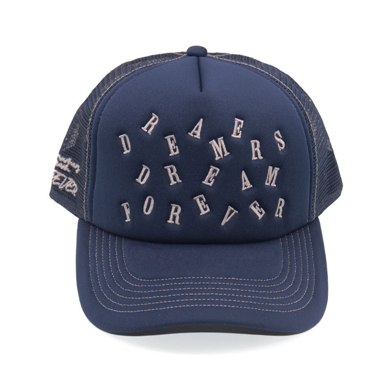 Dreamers Dream Forever Navy Blue Trucker Hat Embroidered Snapback Cap