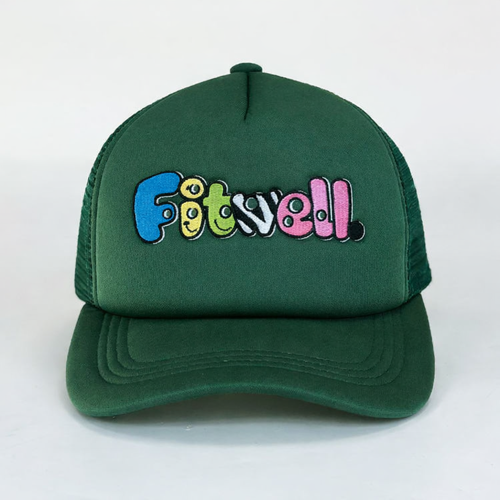 Green 5-Panel Foam Trucker Hat with Colorful Flat Embroidered Logo