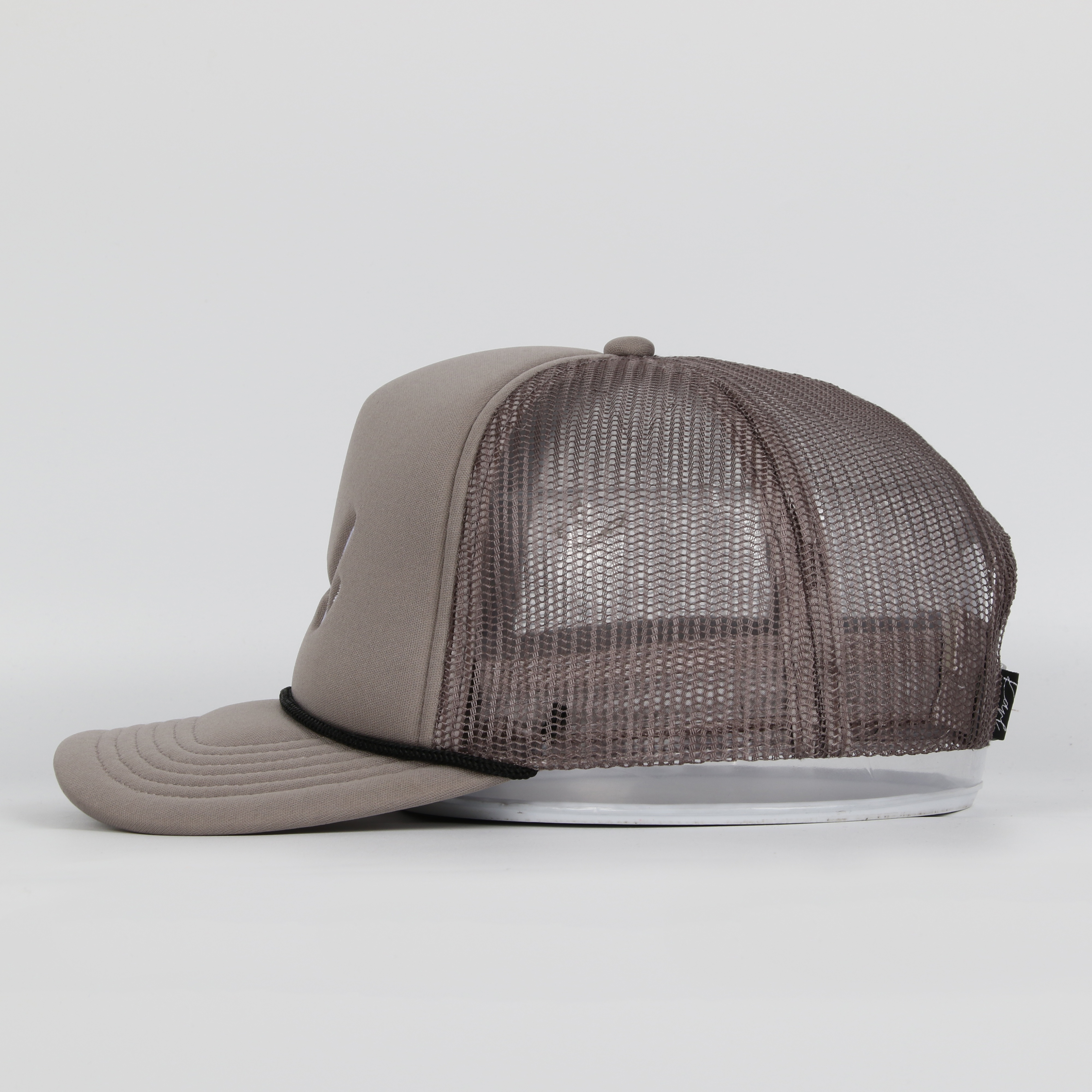 Karl Taupe Foam Mesh Trucker Hat with Flat Embroidery