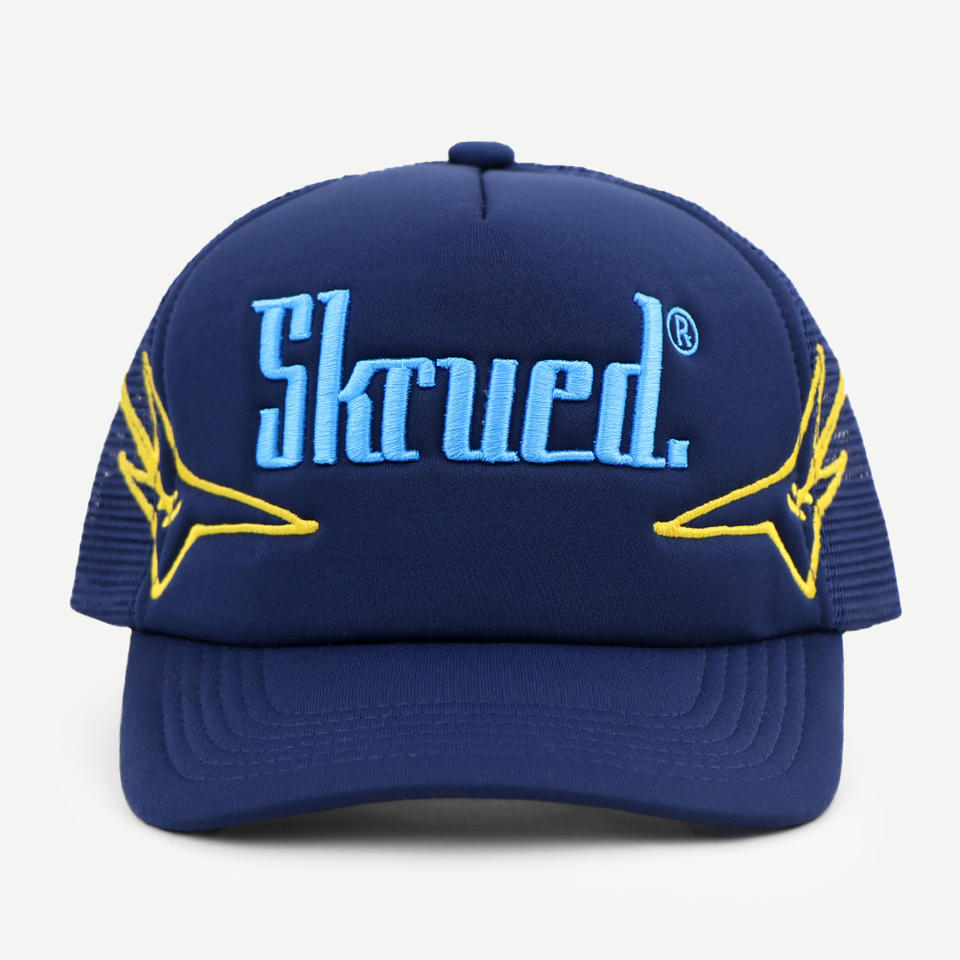 Skrued® Foam Front Mesh Back Trucker Hat with Flat Embroidery – Navy Blue