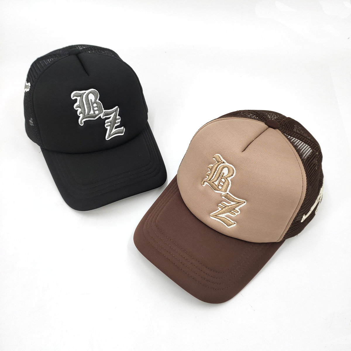 Embroidered Gothic Letter Foam Mesh Trucker Cap