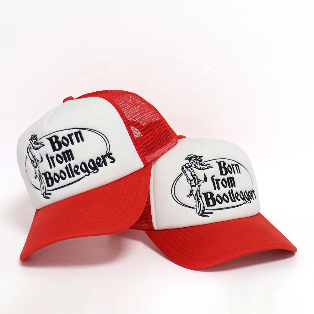 Vintage Logo Foam Trucker Hat with Mesh Back and Curved Brim