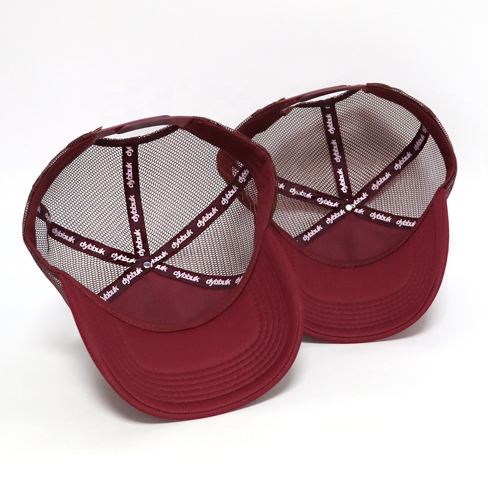 Burgundy Mesh-Back Trucker Cap with Raised Make Your Own Luck Embroidery