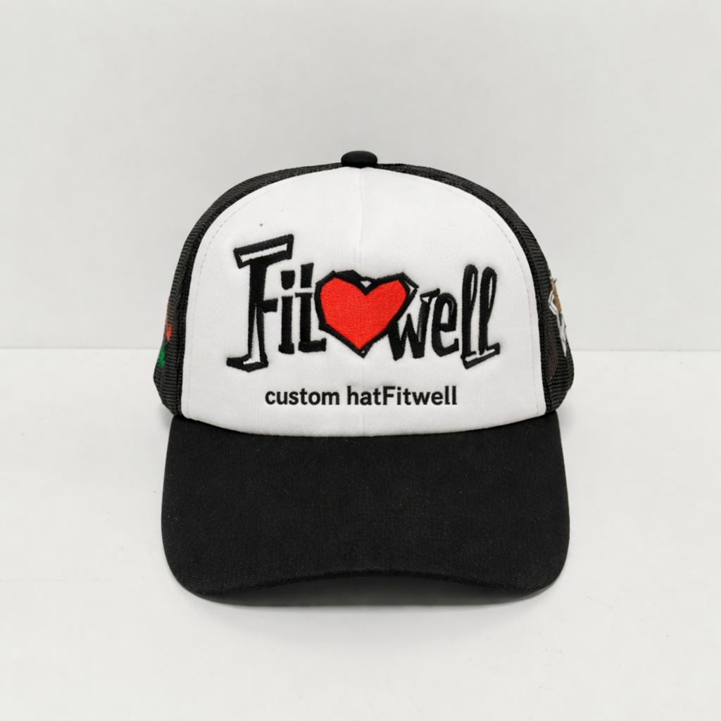 Embroidered Foam Front Mesh Trucker Hat with Flat Brim