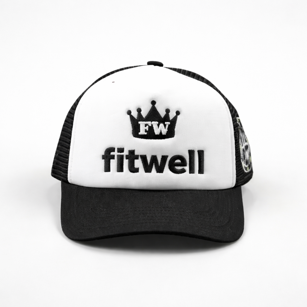 NVRRPLCTD Crown Logo Foam Front Trucker Cap – Black White Mesh Snapback