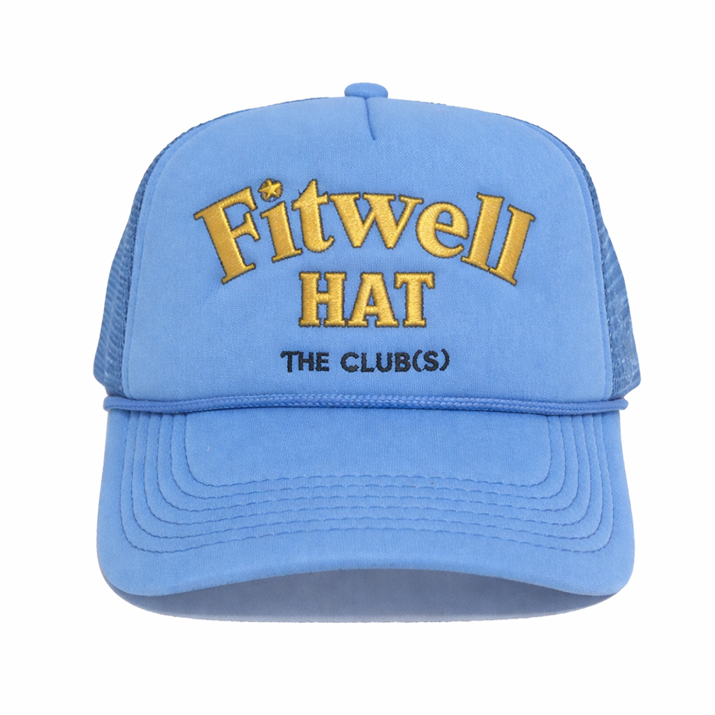 Blue BOGEY GANG Embroidered Mesh Trucker Hat with Curved Brim