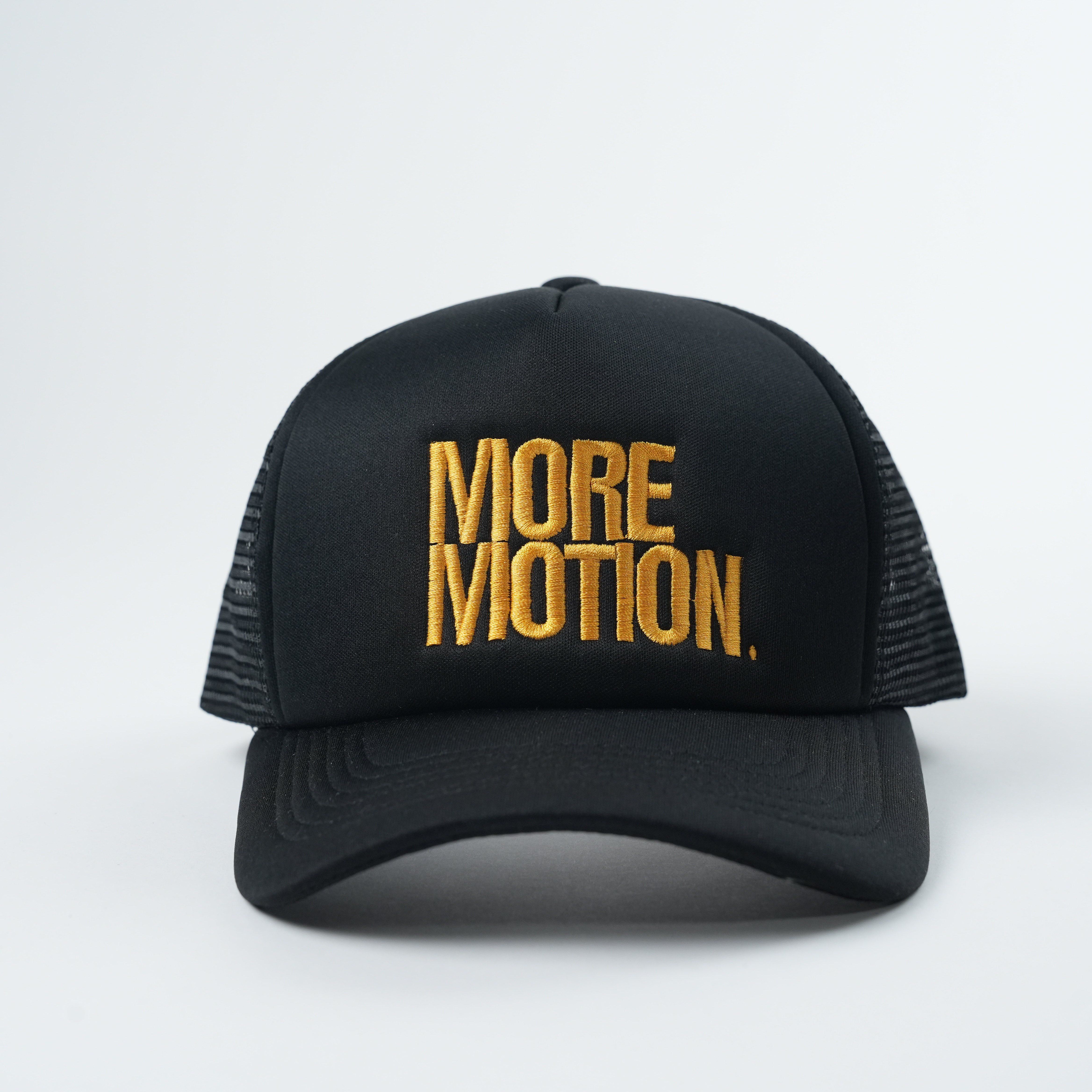 Bold Letter Foam Trucker Hat with Mesh Back – Black & Blue Color Options
