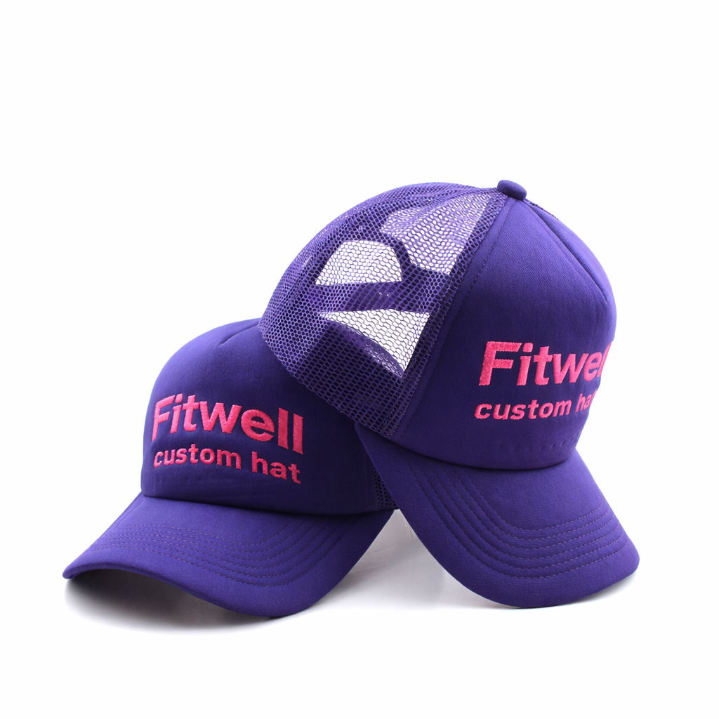 Purple Mesh Trucker Cap with Embroidered Lettering