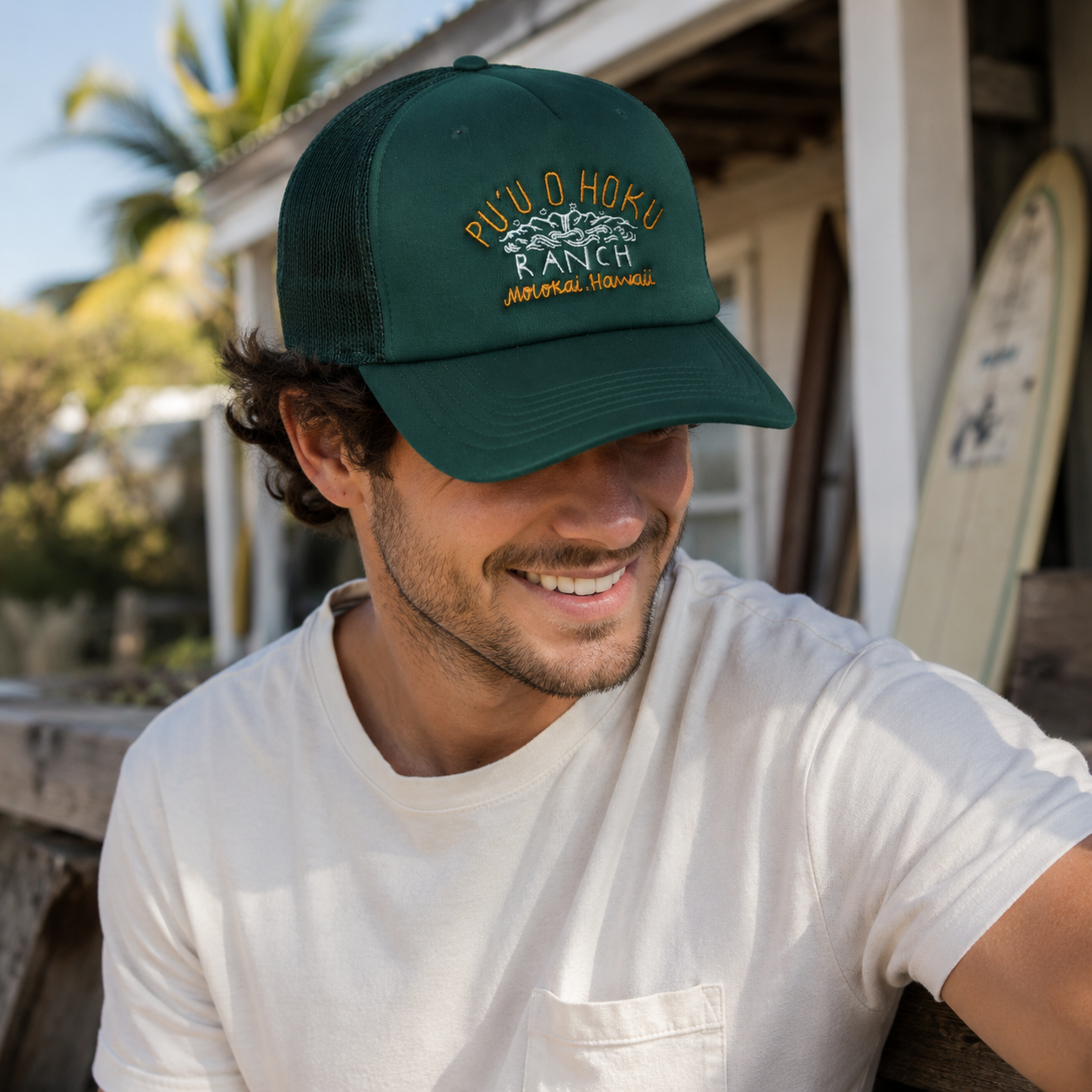Forest Green Foam Trucker Hat with Ranch Embroidery