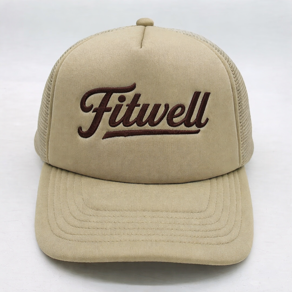 Beige SCARFACE Embroidered Mesh Trucker Cap Adjustable Casual Street Hat
