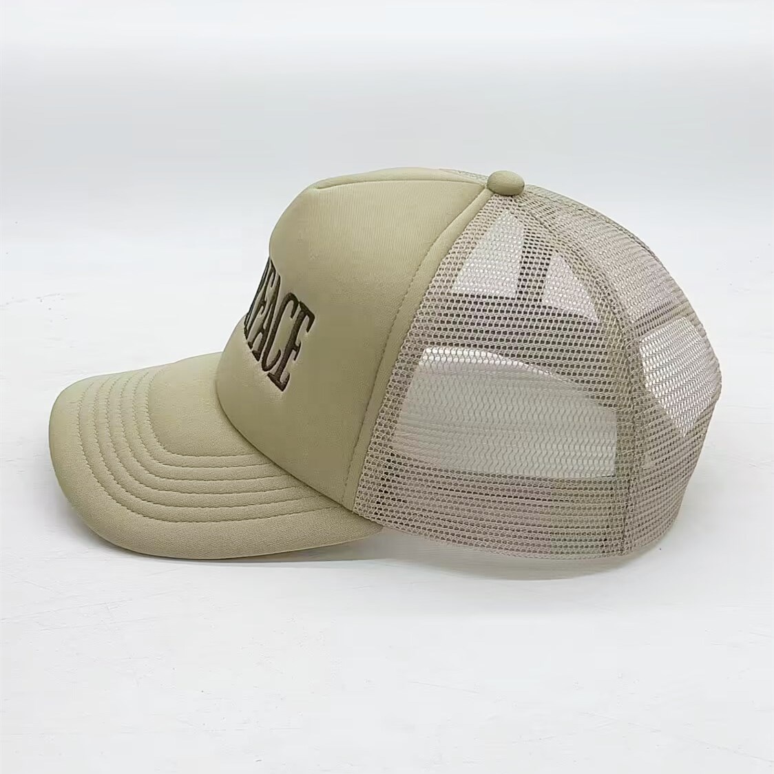 Beige SCARFACE Embroidered Mesh Trucker Cap Adjustable Casual Street Hat