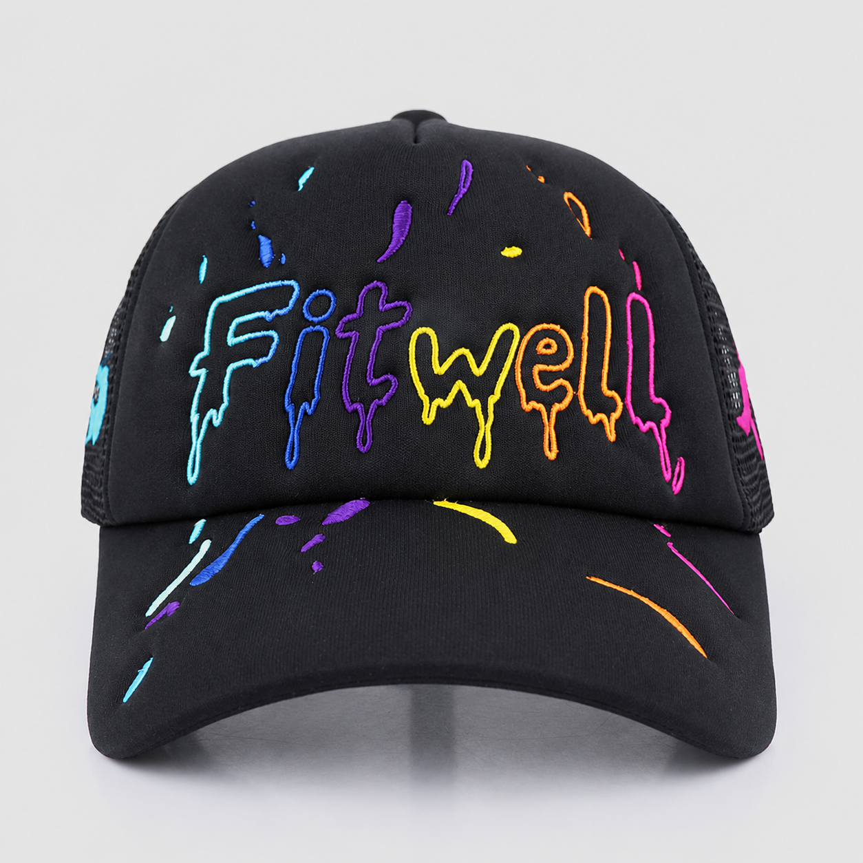 Black Neon Graphic Embroidered Foam Trucker Hat