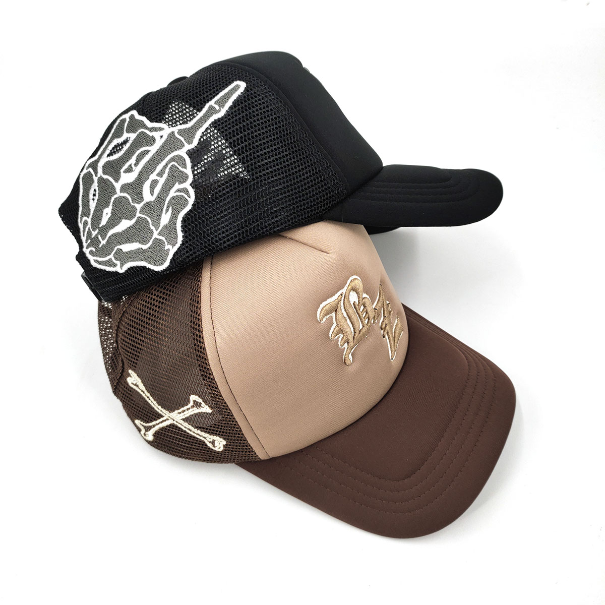 Embroidered Gothic Letter Foam Mesh Trucker Cap