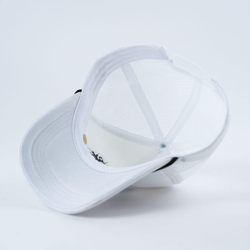 White Slogan Foam Trucker Cap with Mesh Back and Rope Detail