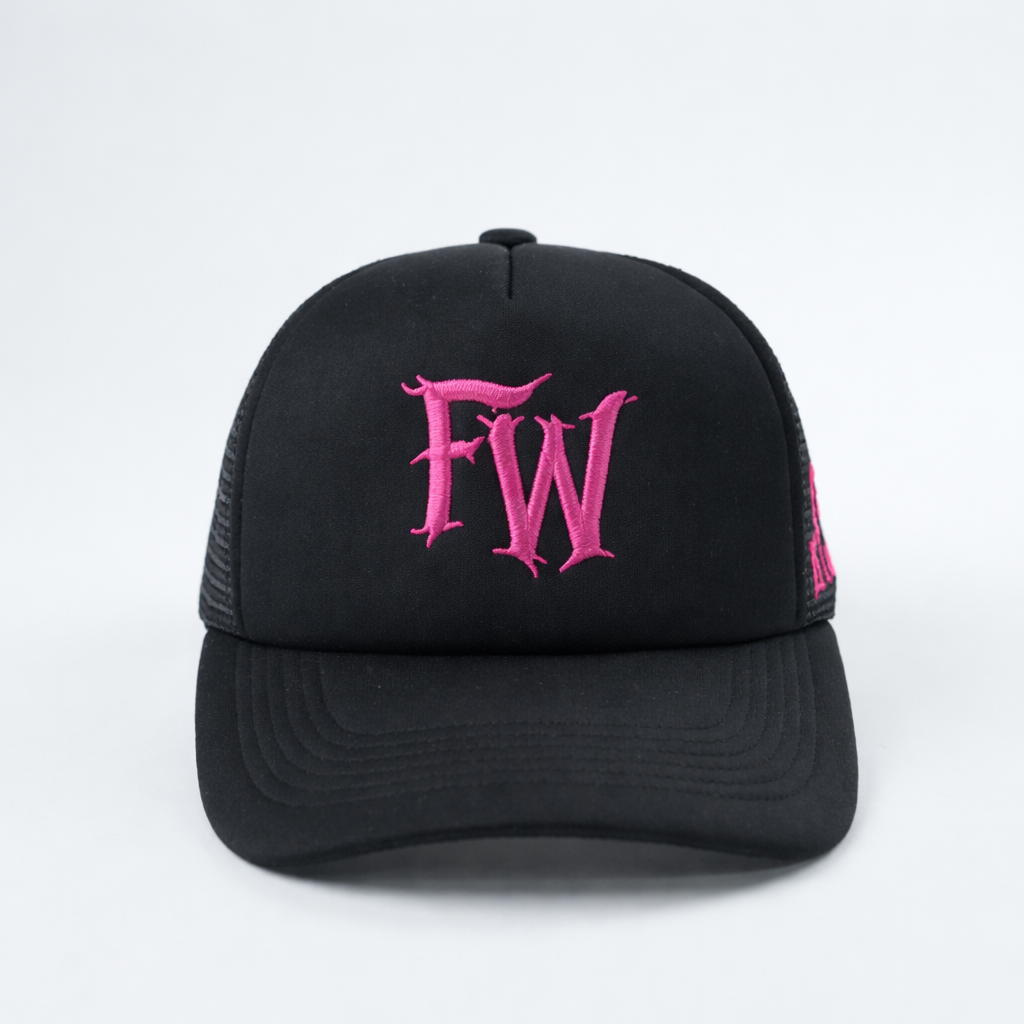 Black Mesh Trucker Cap with Embroidered Logo Breathable Snapback Hat