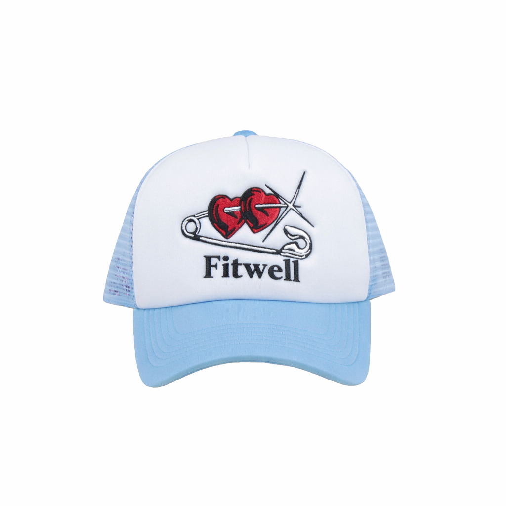 Broken Heart Safety Pin Embroidered Mesh Cap